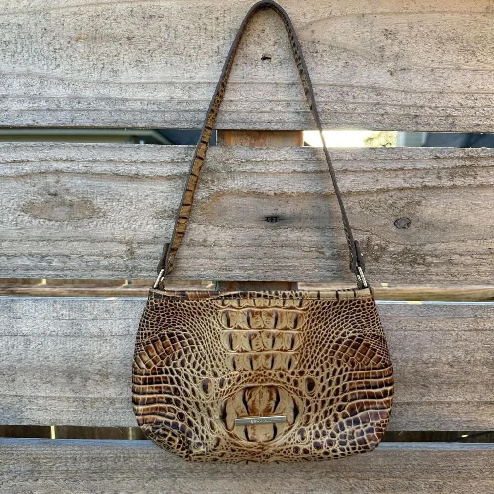 Brahmin Lorelei Shoulder Bag Genuine Leather Pecan Melbourne Small Crocodile